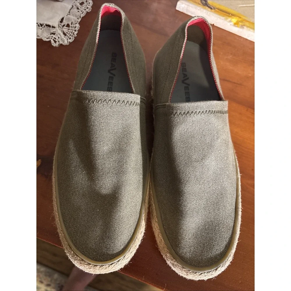 SeaVees‎ Ladies Army Green Oceanside Espadrille high Stretch Canvas Shoes 8.5